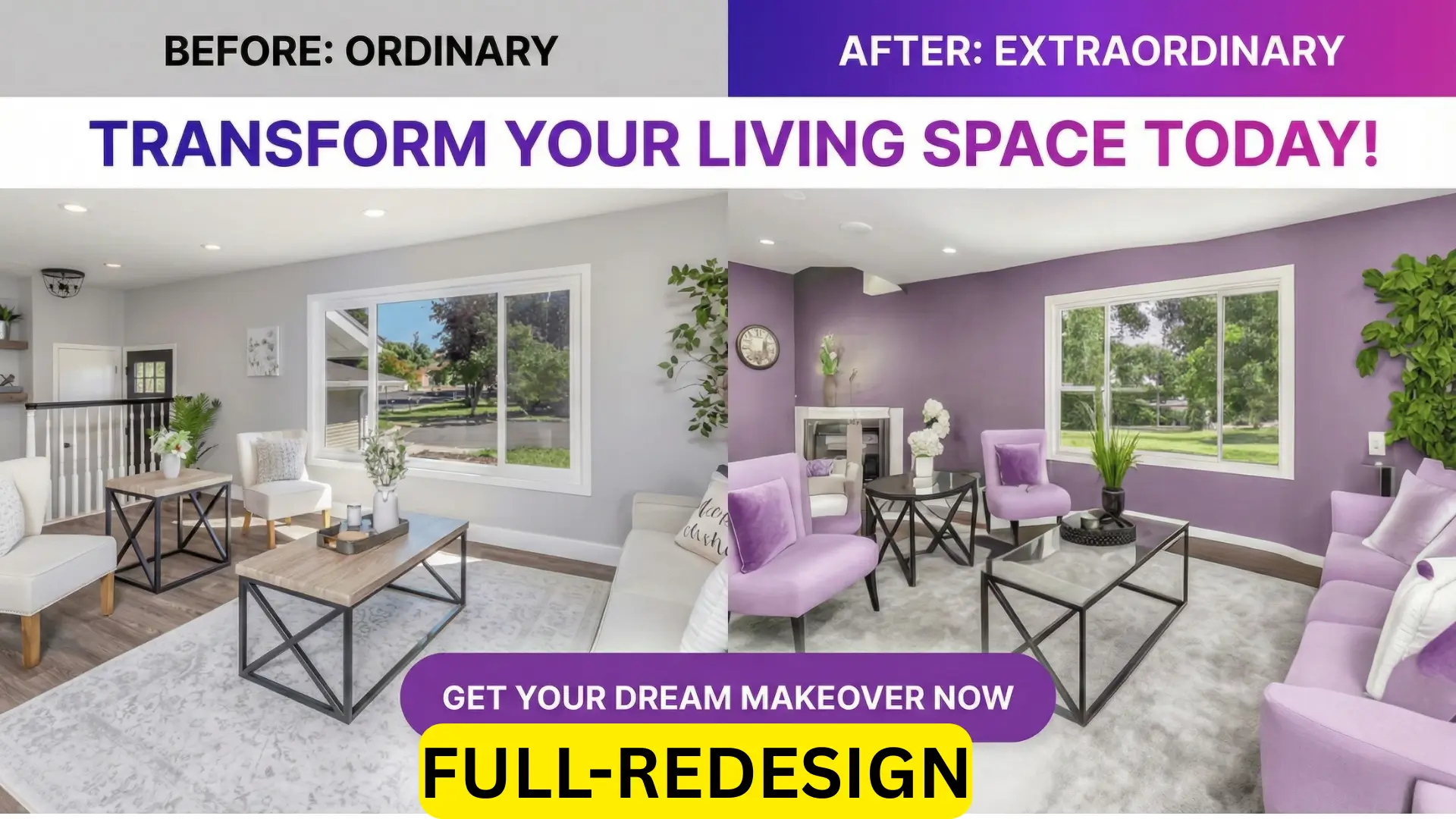 AI Home Redesign — Before / After